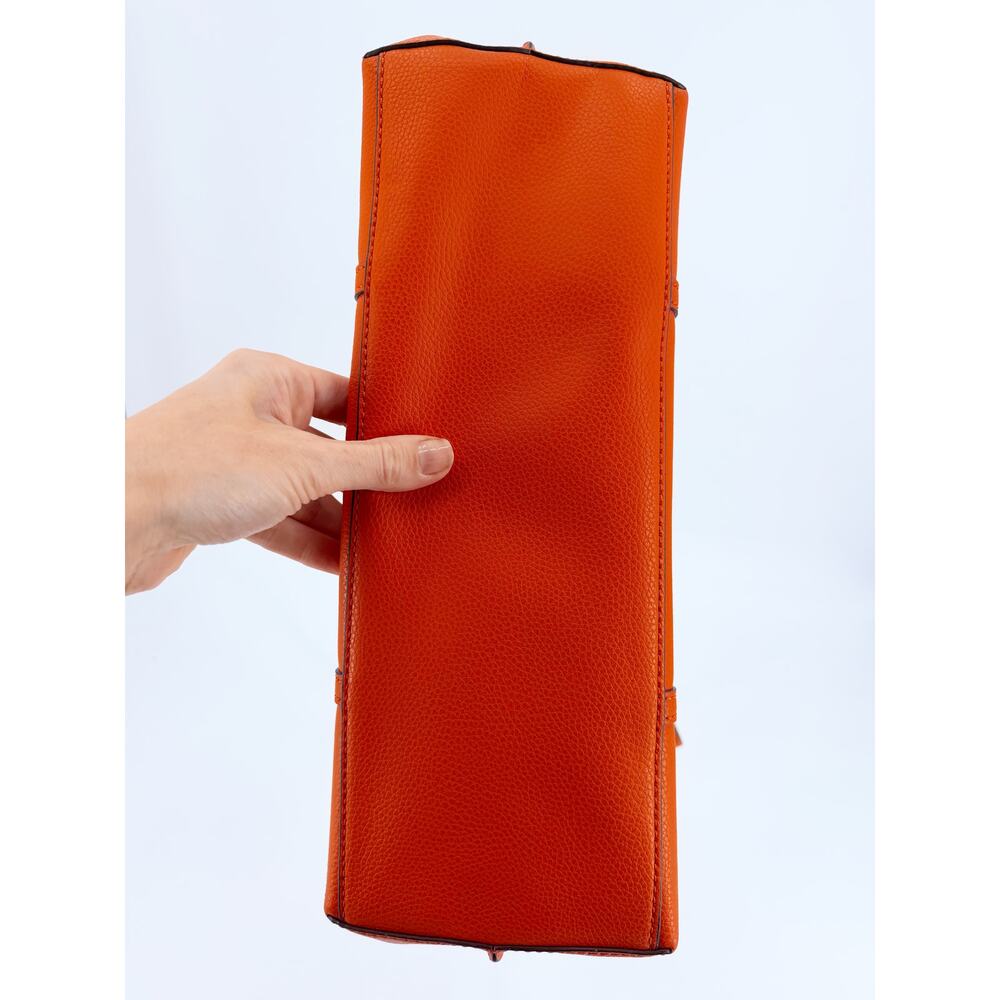 Tory Burch Perry Orange Pebbled Leather Triple Compartment Tote Shoulder Bag - Picture 2 of 14